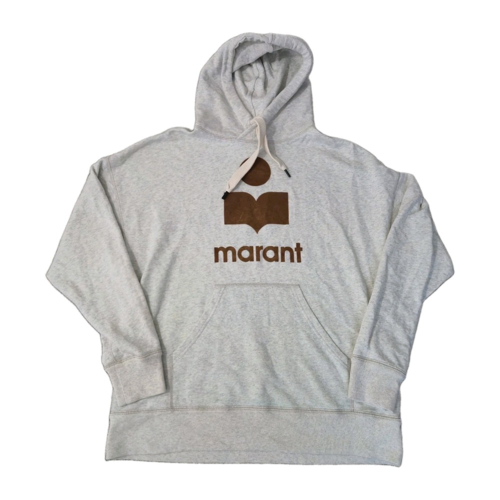 Isabel Marant "Miley" Sweatshirt Mens Oversized Boxy Light Gray Logo Hoodie M